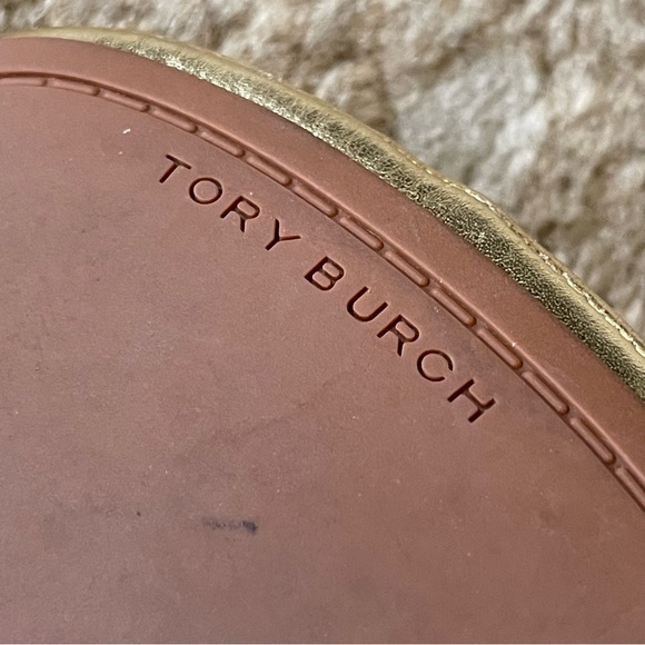 Tory Burch Eddie Ballet Flats In Metallic Gold Size 10 - Picture 11 of 14